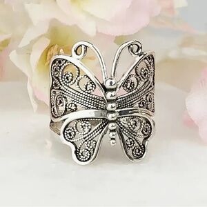 Intricate Silver Butterfly Ring
